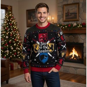 Game Of Thrones Ugly Christmas Sweater Men  XXL Westeros Joy To The Realm CREST